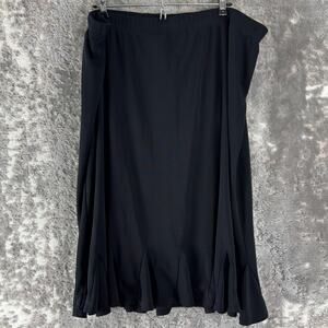 Avenue Plus Size 22/24 Minimalist Midi Stretch Skirt Black Pull On Casual